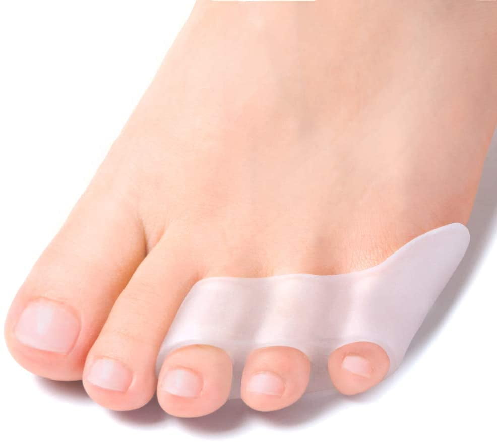 Torubia 8 Pack Bunion Corrector Pinky Toe Separator, Soft Silicone Gel Little Pinky Toe Protectors Sleeve for Calluses, Blisters, Corns and Pain Relief from Friction, Fits Men and Women（Transparent）