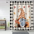 thumbnail image 2 of Fall Shower Curtain Fall Gnome Shower Curtains for Bathroom Autumn Pumpkin Black Buffalo Plaid Bath Curtains Sets with Hooks for Autumn Thanksgiving Seasonal Decor Waterproof Extra Long 72" X 84", 2 of 6