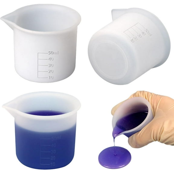 2 Pcs Silicone Measuring Cups Nonstick Reusable Silicone Mixing Cups