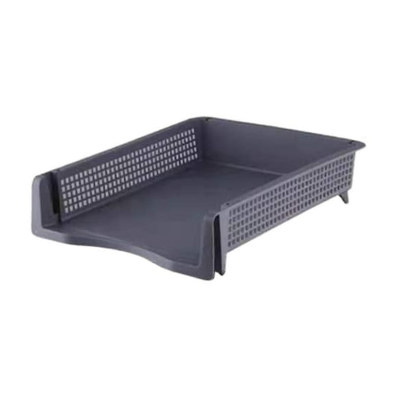 Plastic Stackable File Organizer, Grey Desktop Document Tray, Stackable Desktop File Organizer, Laminated Plastic Tray for Home Office Documents, by Goohae