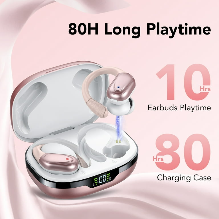 Tikland Bluetooth 5.3 Waterproof Wireless Earbuds 60 Hrs Playback HD Mic Rose Gold Walmart