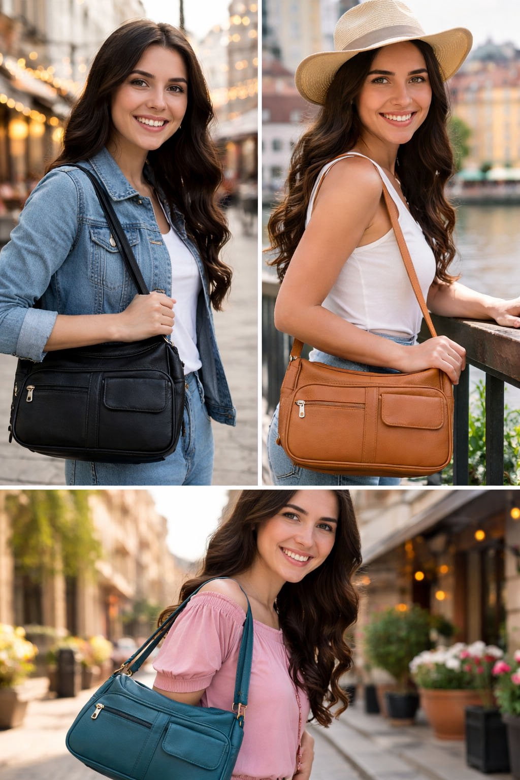 SILVERFEVER Medium Leather Hobo Handbag for Women  Shoulder Purse with Built-in Wallet Organizer, Genuine Leather Everyday Bag