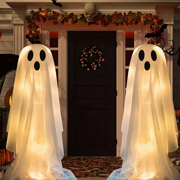 Decoraciones de Halloween de Fantasmas para El Porche Delantero y El Patio, Lindas Decoraciones (2 Piezas)