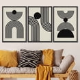 thumbnail image 2 of PixonSign Framed Canvas Print Wall Art Set Duotone Geometric Mid-Century Stripe Circles Abstract Shapes Illustrations Modern Art Boho Decorative for Living Room, Bedroom, Office - 16"x24"x3 BLACK, 2 of 5