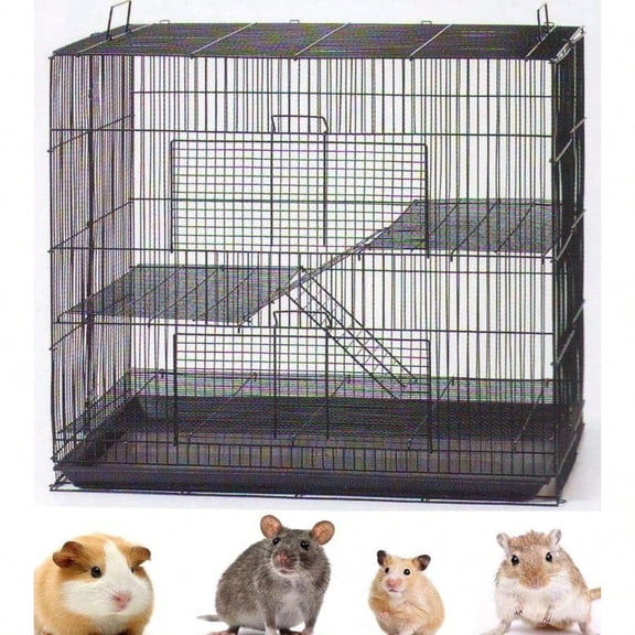 3-Levels Easy Portable Collapsible Ferret Chinchilla Sugar Glider Rats Mouse Animal Critter Chew-Proof Metal Carrier Travel Cage with Narrow 3/8-Inch Bar Spacing Easy to Setup Tools Needed