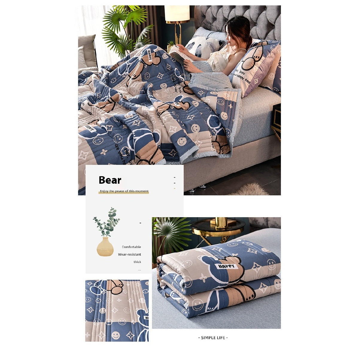 California King Size Quilt, 100% Cotton Washed Summer Cooler Quilt Air Conditioner Quilt,59.11"l*78.74"w