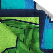 Minecraft Kids Twin/Full Blanket, 62 x 90, Microfiber, Green and Blue, Mojang