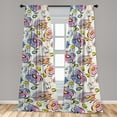 thumbnail image 4 of Ambesonne Floral Fun Curtains, Pansy Flowers Abstract, Pair of 28"x84", Yellow Beige and Multicolor, 4 of 5