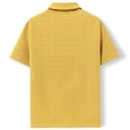thumbnail image 3 of Men's Short Sleeve Shirt Lightweight Casual Button down Top for Summer,Beach Vacation,Breathable Hollow Out Texture Shirt for Men Yellow M, 3 of 5