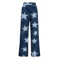 thumbnail image 5 of ClodeEU Women's Denim Print Elastic Waist Wide Leg Pants ,Fashion Casual Jeans with Drawstring Black,Womens Plus L, 5 of 6