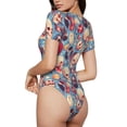 thumbnail image 3 of Lsque music Skull record Retro Women's Crew Neck Short Sleeve Bodysuit Basic T Shirts Tops Onesie Adult Cute Pajama-Small, 3 of 8