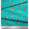 thumbnail image 3 of Soimoi Green Silk Fabric Leaves & Peony Floral Decor Fabric Printed Yard 42 Inch Wide, 3 of 3