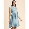 thumbnail image 6 of Moomaya Womens V Neck Printed Dress, Sleeveless Knee Length Smocked Dress, 6 of 9