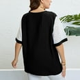 thumbnail image 4 of Tbopshirt Womens Tops,Women Casual T-shirt Plus Size Buttons Round Neck Short Sleeve Pullover Blouse Tops, 4 of 5