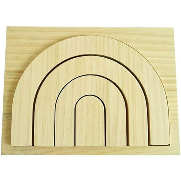 Kids Education Toys Gift Baby Children Wood Rainbow Stacking Game Building Block