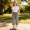 thumbnail image 6 of Posijego Girls Cotton Linen Capri Pants High Waisted Wide Leg Cropped Trousers Summer Casual Dressy Capris Pants with Pockets, 6 of 8