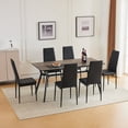 thumbnail image 6 of Ktaxon Dining Kitchen Table Set for 6 to 8, 63" Farmhouse Rectangular Wood Dining Room Set with PU Chairs Metal Legs for Dining Room Pale Gray, 6 of 7