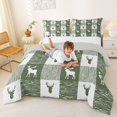 thumbnail image 3 of Castle Fairy Wood Grain Moose Queen Comforter Set 3 Pieces,Geometric Plaid Comforter Sets Queen,Sage Off White,Grey Reversible,1 Comforter and 2 Pillowcases, 3 of 6