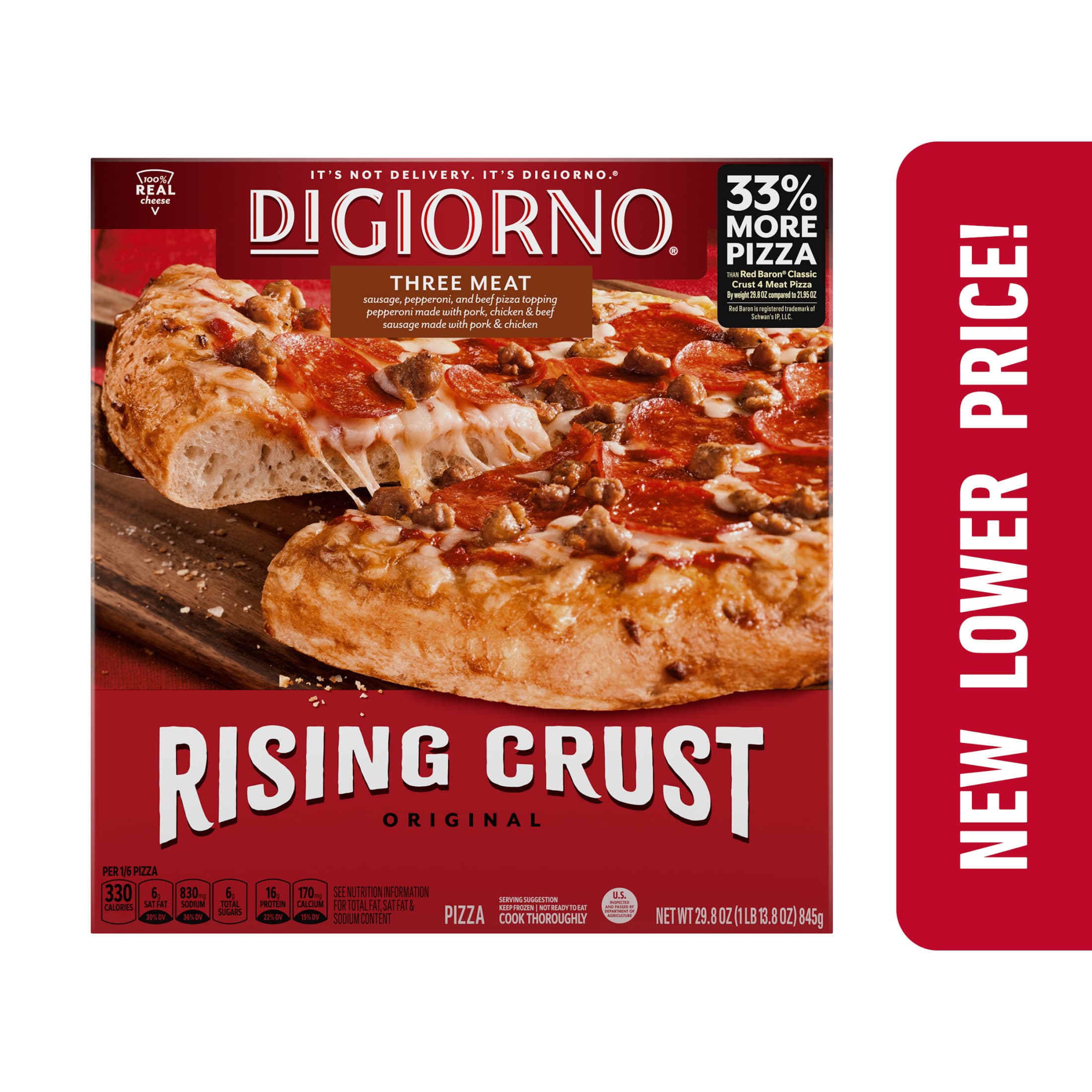 DiGiorno Frozen Pizza, Three Meat Rising Crust Pizza with Marinara Sauce, 29.8 oz (Frozen) - image 2 of 8