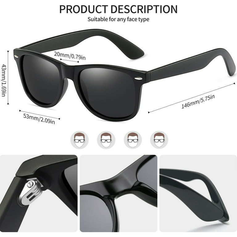 Joopin Square Sunglasses Polarized UV Protection Trendy Designer Sun Glasses Men Women (Multi Color Options), Men's, Size: One Size