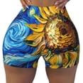 thumbnail image 2 of Naloa vintage Starry Sunflower Biker Shorts for Women Seamless Scrunch Short Women’s Yoga Shorts for Gym Running Sport Shorts-Large, 2 of 8