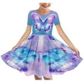 thumbnail image 1 of Tauxra Robe Patineuse Trapèze pour Filles à Manches Courtes, Col Rond, Extensible, Robe Décontractée de Fête pour Enfants, Imprimé Papillon, Robe de Danse Tournoyante pour l'École, Récital, Tenue Quotidienne, Âges 4-14 Ans, 1 of 4