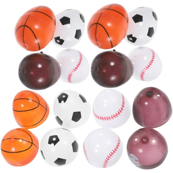 12pcs Printed Plastic Easter Eggs Sports Themed Openable for Basket Stuffer Party