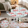 thumbnail image 5 of Round Rug 7Ft Washable Non-Slip, Pink Flamingo Circle Area Rugs for Living Room Bedroom, Blue Summer Tropical Plants Leaves Indoor Floor Mats Carpet Runner for Home Decor Aesthetic, 5 of 8