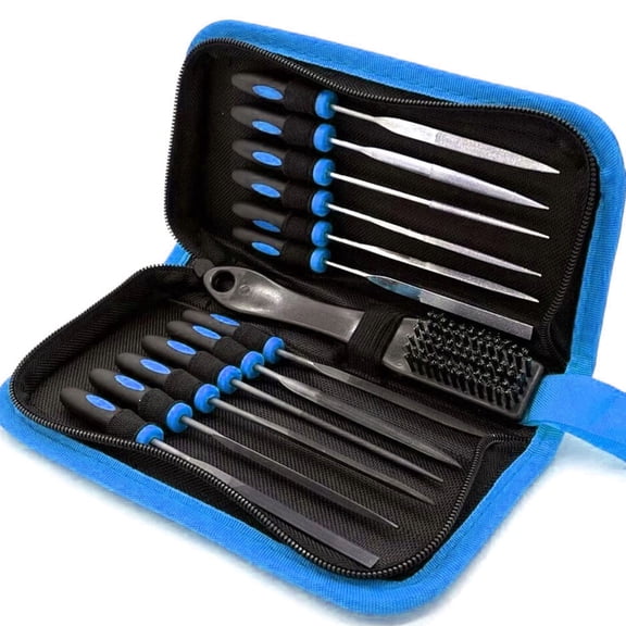 13Pcs Strudy File Set with Brush Practical File with Antislip Handle for Wood, Metal, and Refinement