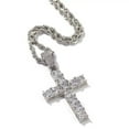 thumbnail image 2 of 18K Gold Over Finish Simulated Diamond Iced Out Holy Jesus Christ Crucifix Cross Custom Charm Pendant Necklace, Christmas Gift, Free chain, 2 of 5