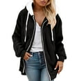 thumbnail image 2 of TrendOFT Fleece Jackets for Women Winter Warm Soft Zip Up Coat Outdoor Casual Loose Fit Hooded Outerwear Coats Black XXXXL, 2 of 5