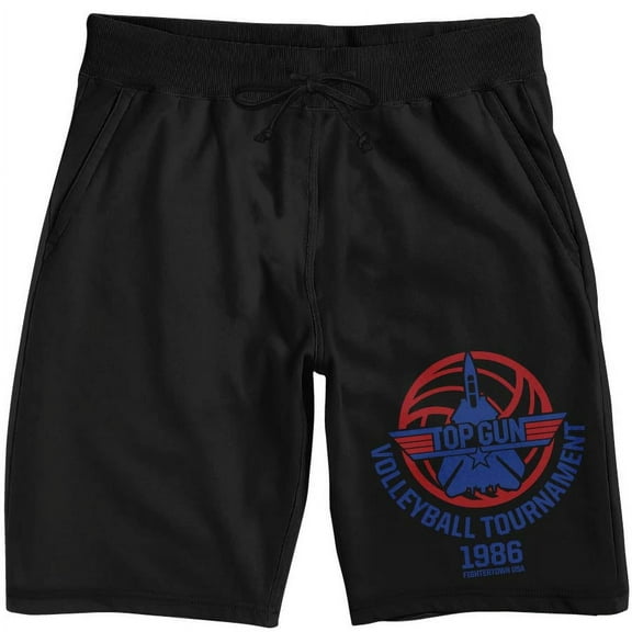 Top Gun Classic Movie Neon Logo Men's Black Sleep Pajama Shorts-Large