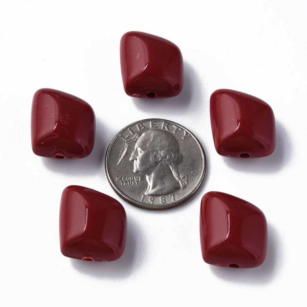 Opaque Acrylic Beads Polygon Dark Red 17.5x15.5x11mm Hole: 2mm about 230pcs/500g