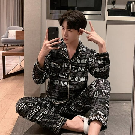 

QWZNDZGR Winter Silk Satin Couples Pajamas For Men Women Long sleeve Sleepwear Sleep Tops Men s Pjs Couple Home Clothes Suits Pajama Sets