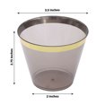 thumbnail image 2 of Efavormart 25 Pack | 9oz Crystal Black Gold Rimmed Short Plastic Party Cups, Disposable Drink Tumbler Glasses, 2 of 9