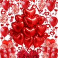 thumbnail image 1 of Set de globos Famoby corazón foil 46 cm látex confeti 30 piezas, 1 of 7
