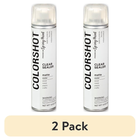 (2 pack) COLORSHOT Aerosol Spray Paint Sealer 10oz - Clear - Matte