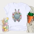 thumbnail image 2 of RKSTN Hauts pour Femmes 2024 Mode Pâques Mignon Lapin Imprimé Col Rond Hauts Coupe Ample Manches Courtes Blouse Unie Hauts, 2 of 5