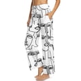 thumbnail image 4 of SCRAWLGOD Abstract Geometry Face Print White Womens Casual High Waist Pants Fashionable Drawstring Loose Fit Pants Trousers Soft Lightweight Lounge Slacks with Side Pockets, XL, 4 of 7