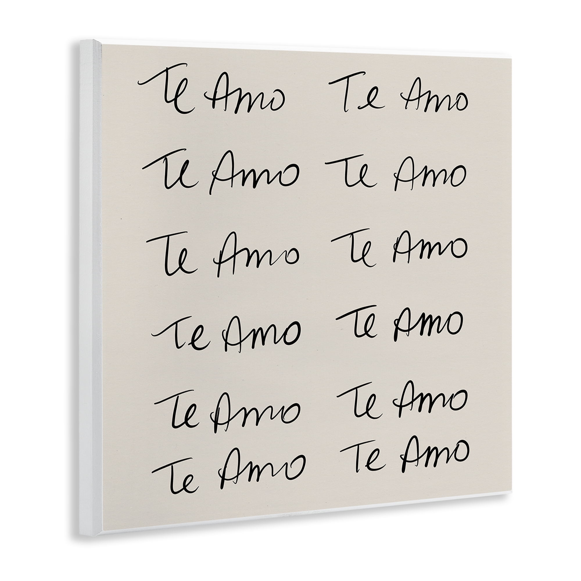Stupell Industries Te Amo Repetitivo Inspirational Quotes & Sayings Drawing Unframed Art Print Wall Art, 12 x 12