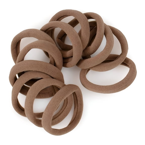 TUWAFE Light Brown Hair Ties Extra Gentle Soft and Stretchy Nylon Fabric Ponytail 12