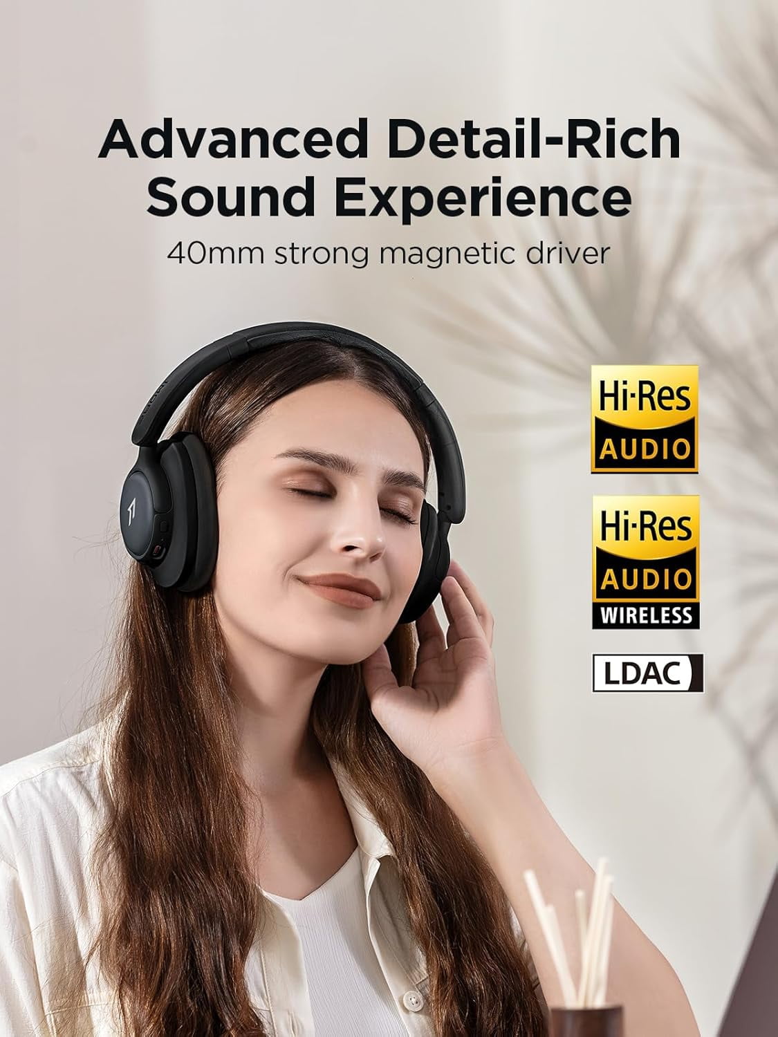 1MORE Sonoflow HQ31 Wireless Headphones with ANC, Hi-Res Audio, 90H Battery, Black