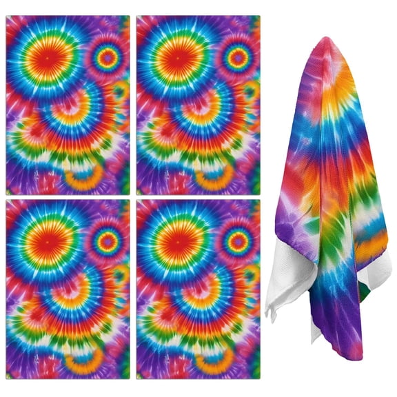 2 Pcs Funny Kitchen Towels,Colorful Rainbow Tie Dye Spiral Pattern Microfiber Dish Towels,Kitchen Tea Towels,Kitchen Towel Set (18" X 26")