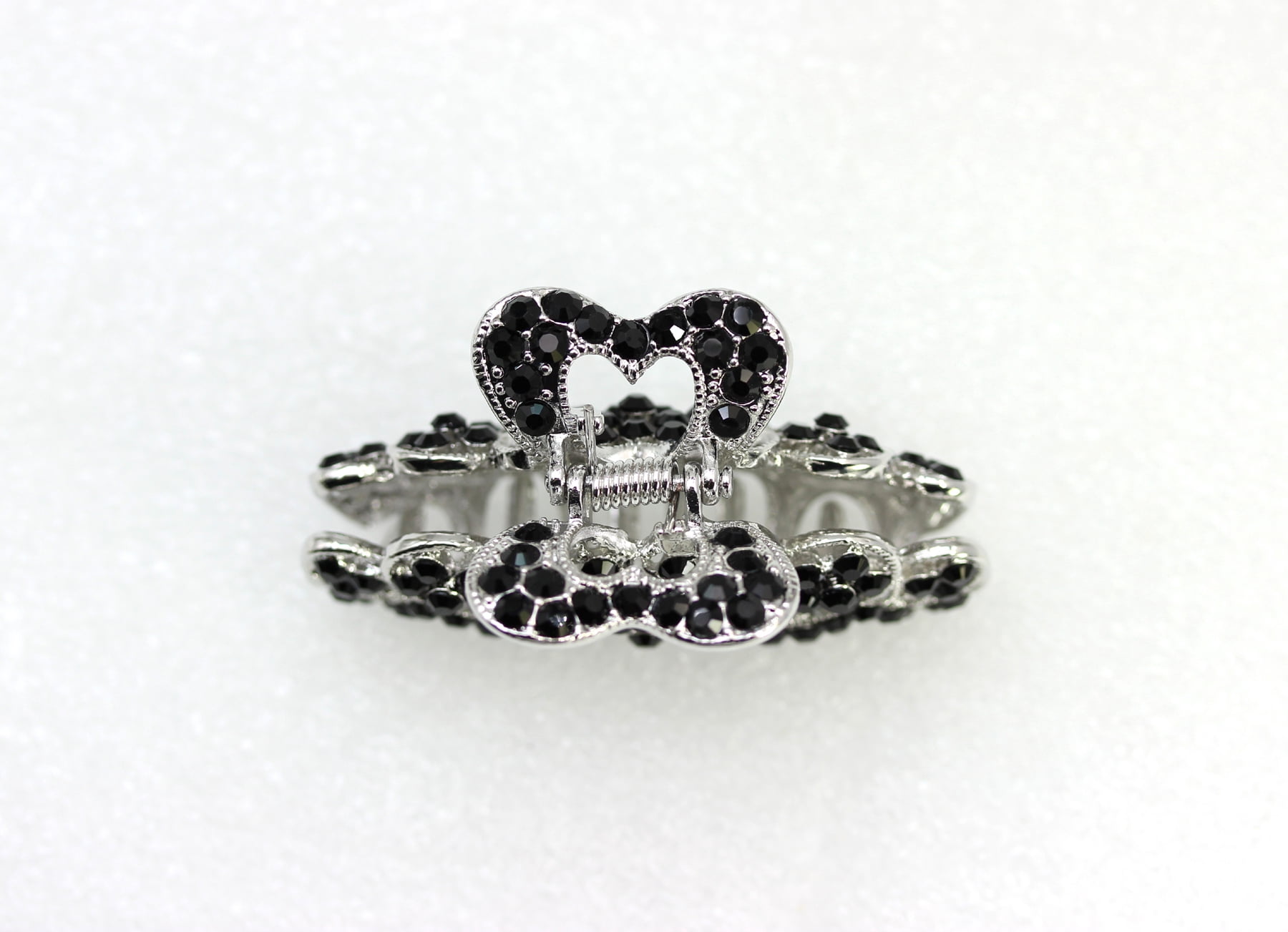 Faship Gorgeous Black Rhinestone Crystal Floral Hair Claw Clips