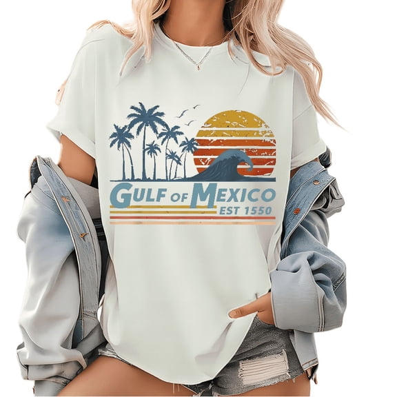 Coastal Vacation Graphic Tee - Retro Mexico Beach Summer Print Tops