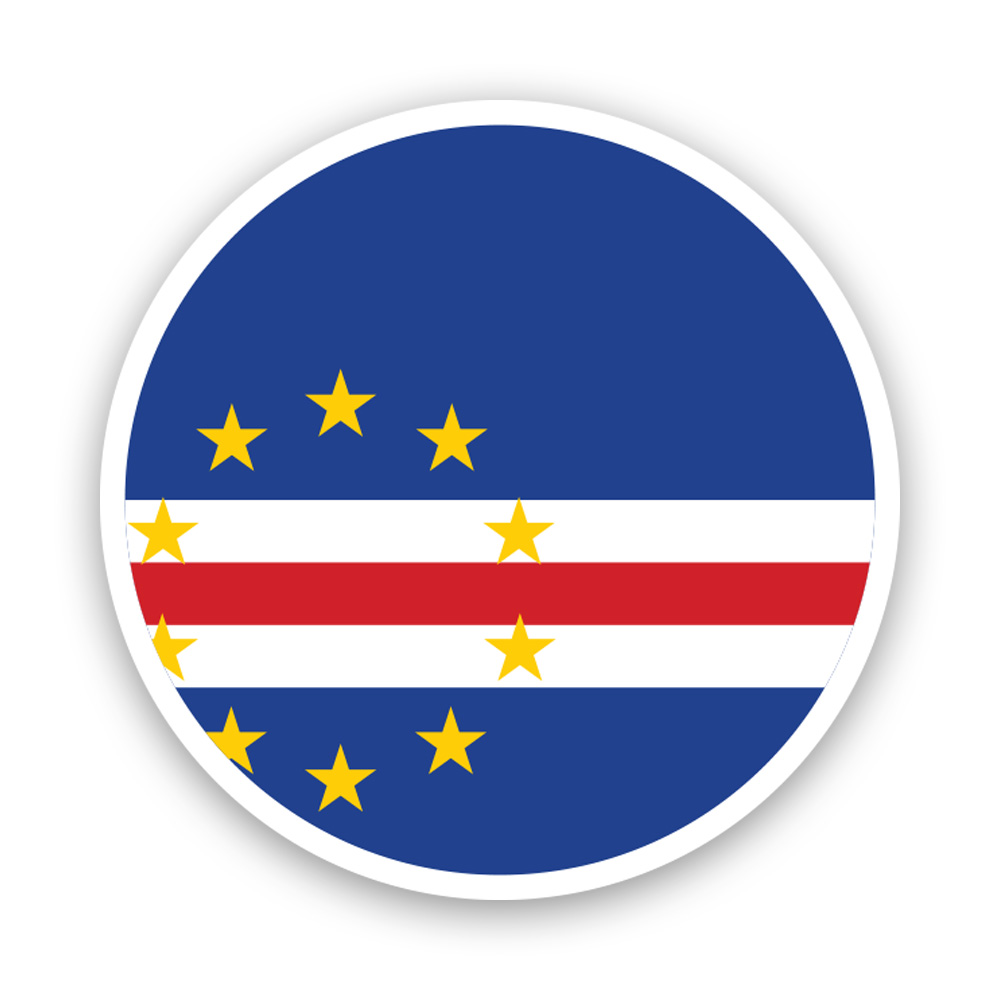 Round Cape Verdean Flag Sticker Decal Self Adhesive Vinyl
