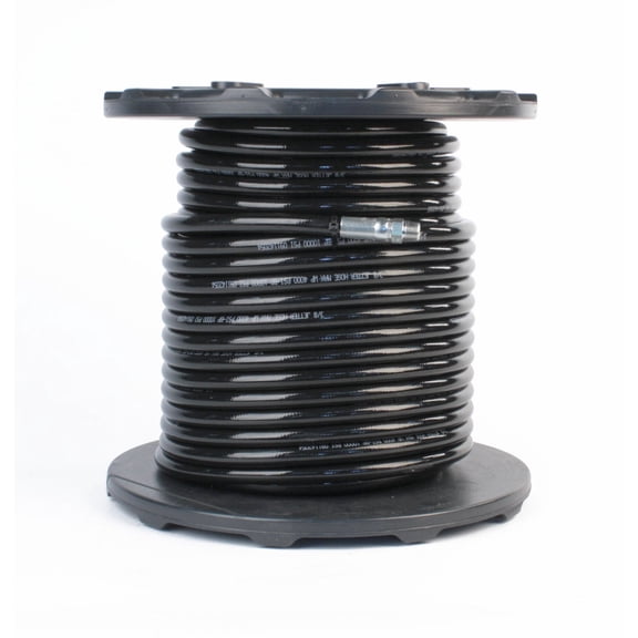 Schieffer 4000 PSI 3/8" x 250' Thermoplastic Black Sewer Jetter Hose with MPT 3/8" Soild & Swivel Ends