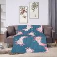 thumbnail image 6 of DouZhe Ultra-Soft Micro Fleece Lightweight Flannel Bed Blanket, Cute Animal Axolot Lizard Print Cozy Warm Throw Blankets, 60"x50", 6 of 7