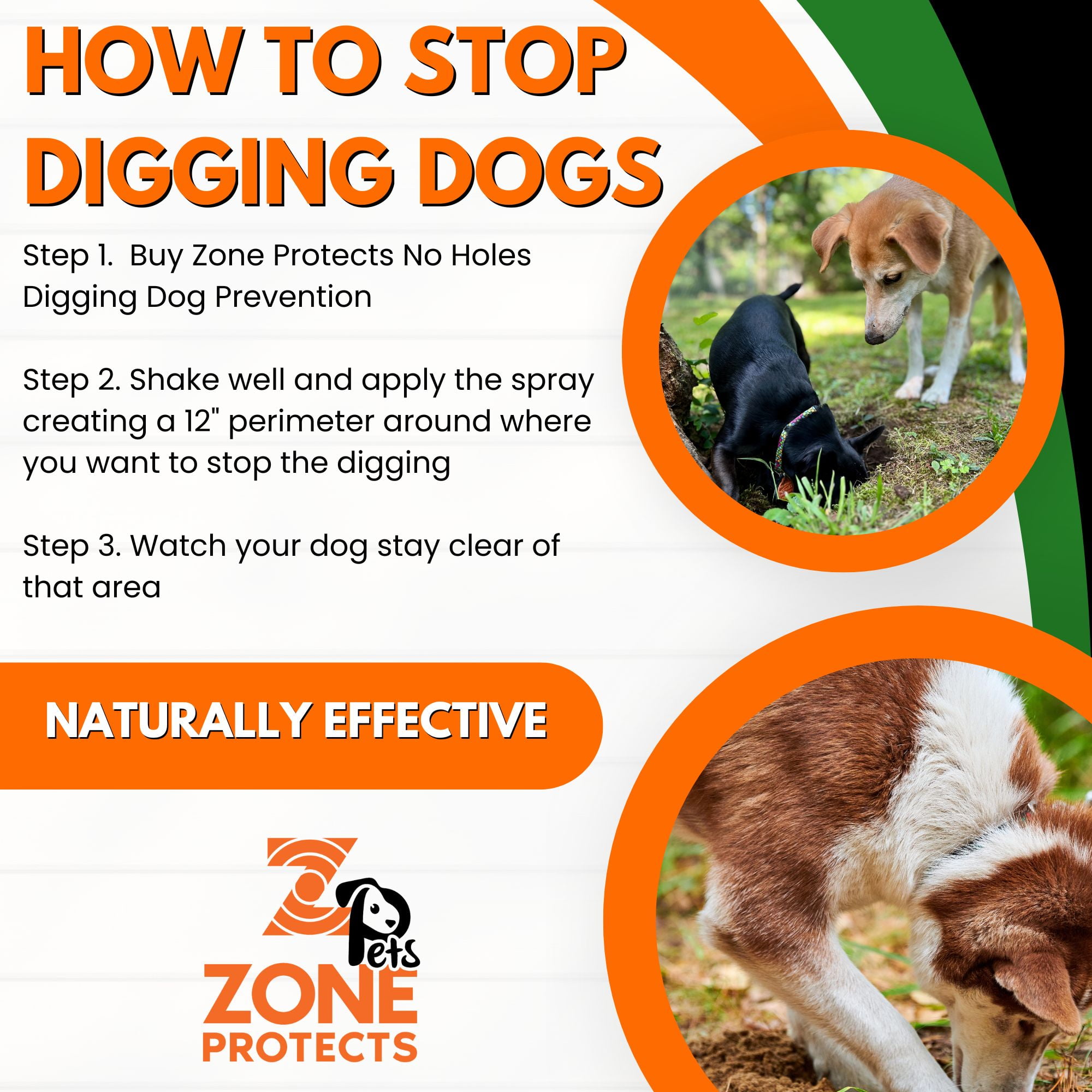 Zone Protects No Holes Digging Dog Prevention Spray 32oz Stop Dogs from Digging in Yards Gardens Flower Beds and Under Fences All Natural Digging