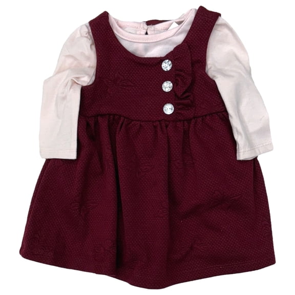 Youngland Infant & Toddler Girls 2 PC Black Dress With Embroidered Flowers 18 M